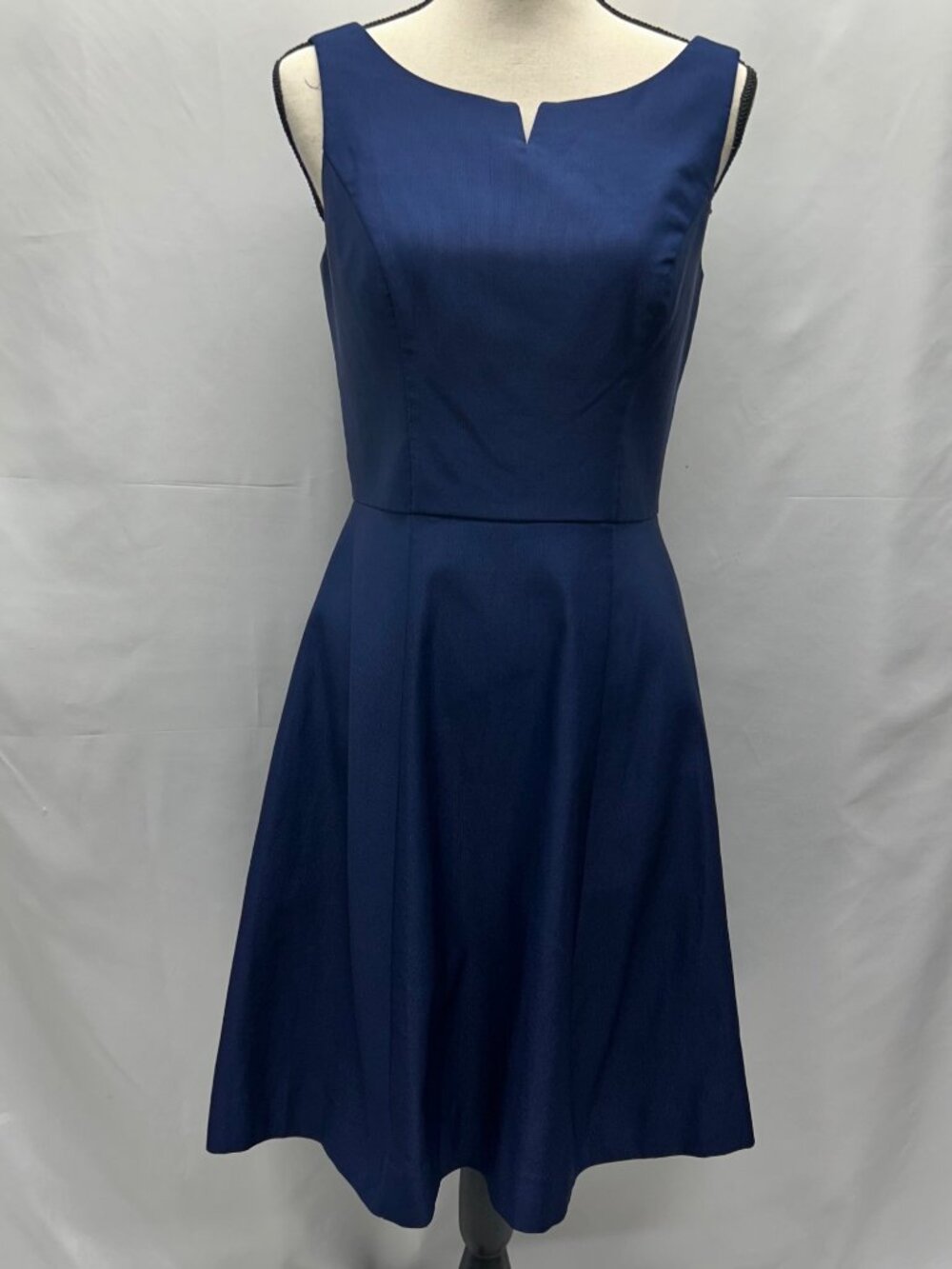 WEDDINGTON WAY Navy Fit And Flare Dress Size 4 Back Zipper Lined Classic
